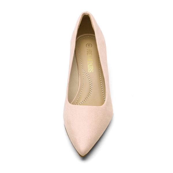 Kitten Heel Pointed Toe Pumps - PINK SUEDE - 2